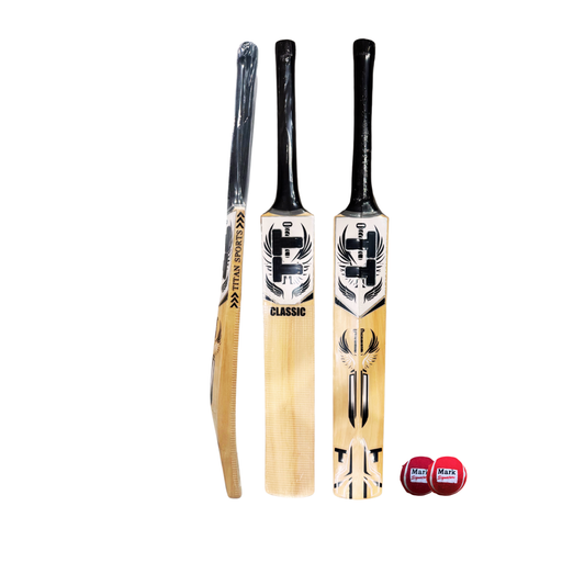 Titan Classic Kashmir Willow with Two Heavy Tennis Balls - Beginner/Amateur Player - 2025 Series